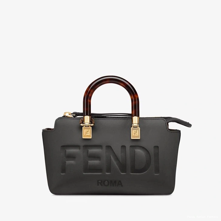 Vintage HOT By Logo Calf Boston In Black The Fendi Bag Mini ROMA Leather Way 0804